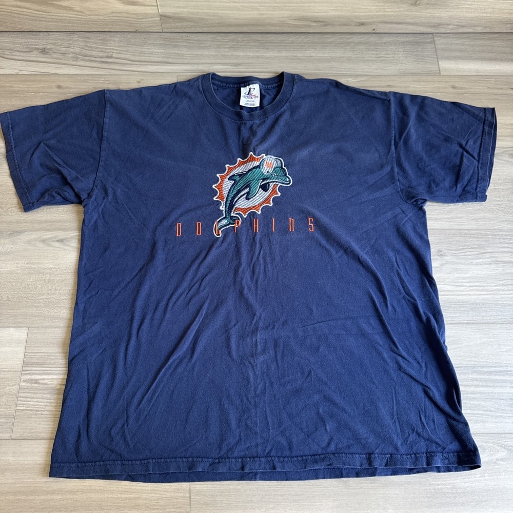 Vintage Miami‎ Dolphins Shirt Mens 2XL Blue NFL Football Logo Athletic 90s Tee
